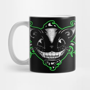 1930s Cartoon Smiling Cat - Green Outline T-Shirt Mug